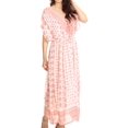 thumbnail image 3 of Sakkas Sofia Aztec Print V-neck Caftan Summer Long  Maxi Dress - Orange - One Size Regular, 3 of 4