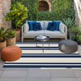 thumbnail image 2 of Navy Blue Khaki Striped Outdoor Rug for Patio/Deck/Porch, Non-Slip Large Area Rug 5 x 8 Ft, Gradient Horizontal Lines Indoor Outdoor Rugs Washable Area Rugs, Reversible Camping Rug Carpet Runner, 2 of 8