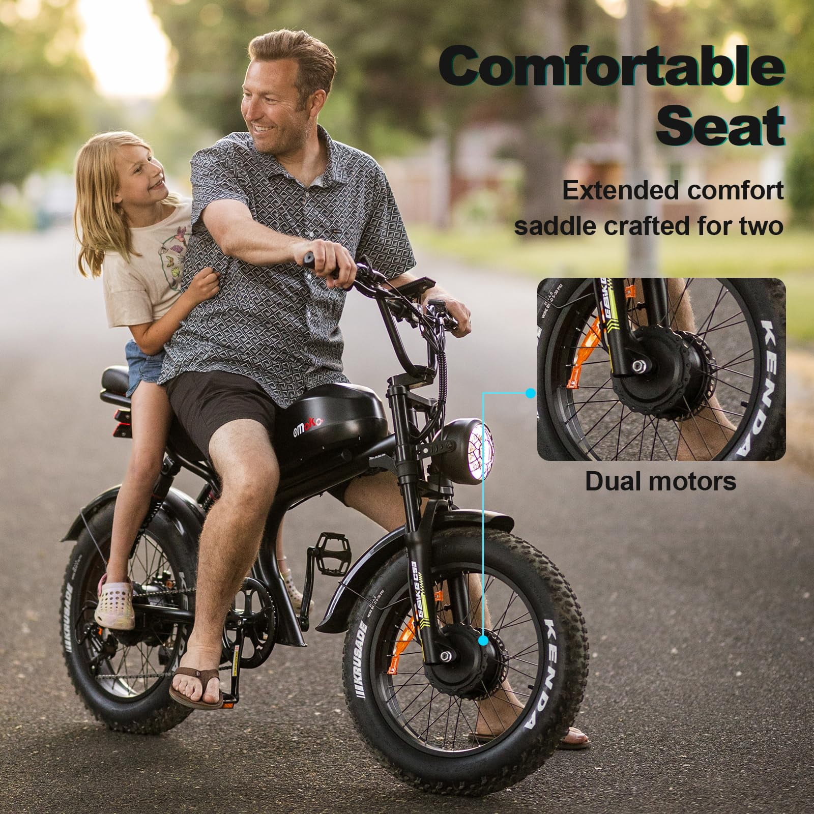 EMOKO C93 Electric Bike for Adults 3000W Peak Dual Motor 48V 23Ah Battery 110 Mile Range 35MPH Speed Commuter Ebike with Dual Disc Brakes