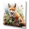 thumbnail image 2 of Designart "Minimalist Fox with Blooming Portrait I" Animals Wall Art - Modern Green Fox Hallway Wall Art Decor, 2 of 6