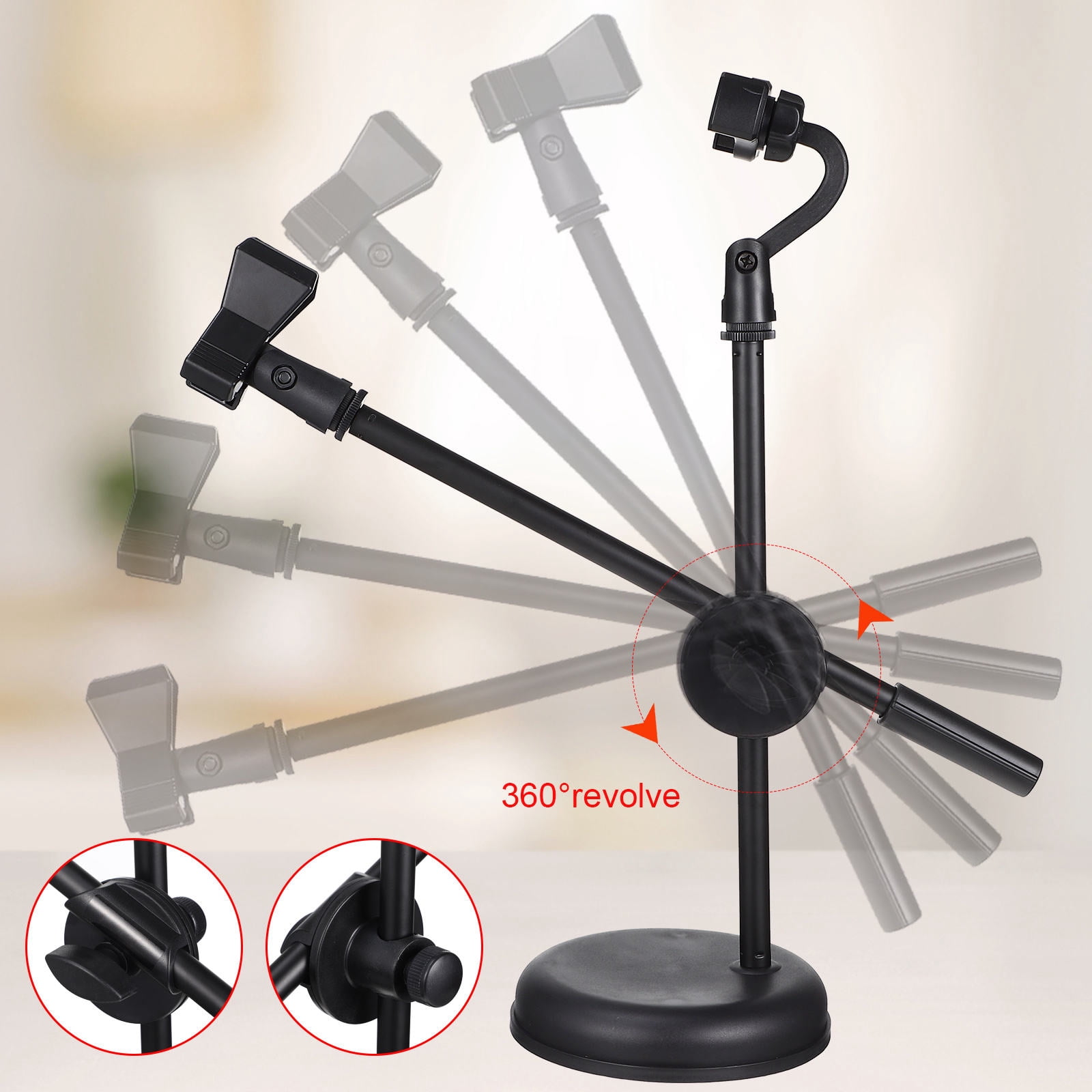 ULTNICE 1 Set Adjustable Mic Holder For Microphones Plastic Round Base For Podcasting
