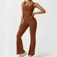 thumbnail image 2 of Penkiiy Sleeveless Jumpsuits for Women Square Neck Wide Leg Full Length Romper Playsuit M Khaki, 2 of 9