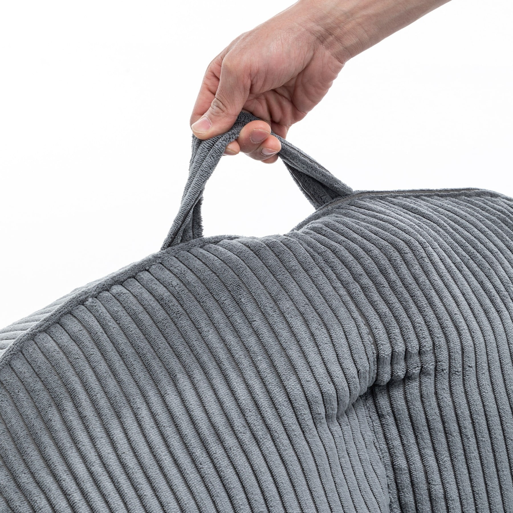 Giant Bean Bag Chair Sofa for Adults & Teens, Corduroy Bean Bag Couch with Armrests & Filler Included, Dark Gray