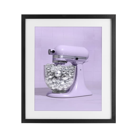 Stupell Industries Contemporary Disco Kitchen Mixer over Purple Black Framed Print Under Glass, 13 x 16, by LISH Creative