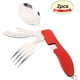 thumbnail image 2 of Cubiertos para acampar de acero inoxidable, 2 piezas Premium 3 en 1 Cubiertos plegables, Cubiertos plegables multifunción Cuchillo Tenedor Cuchara, para acampar, Picnic, Viajar (Rojo), 2 of 4