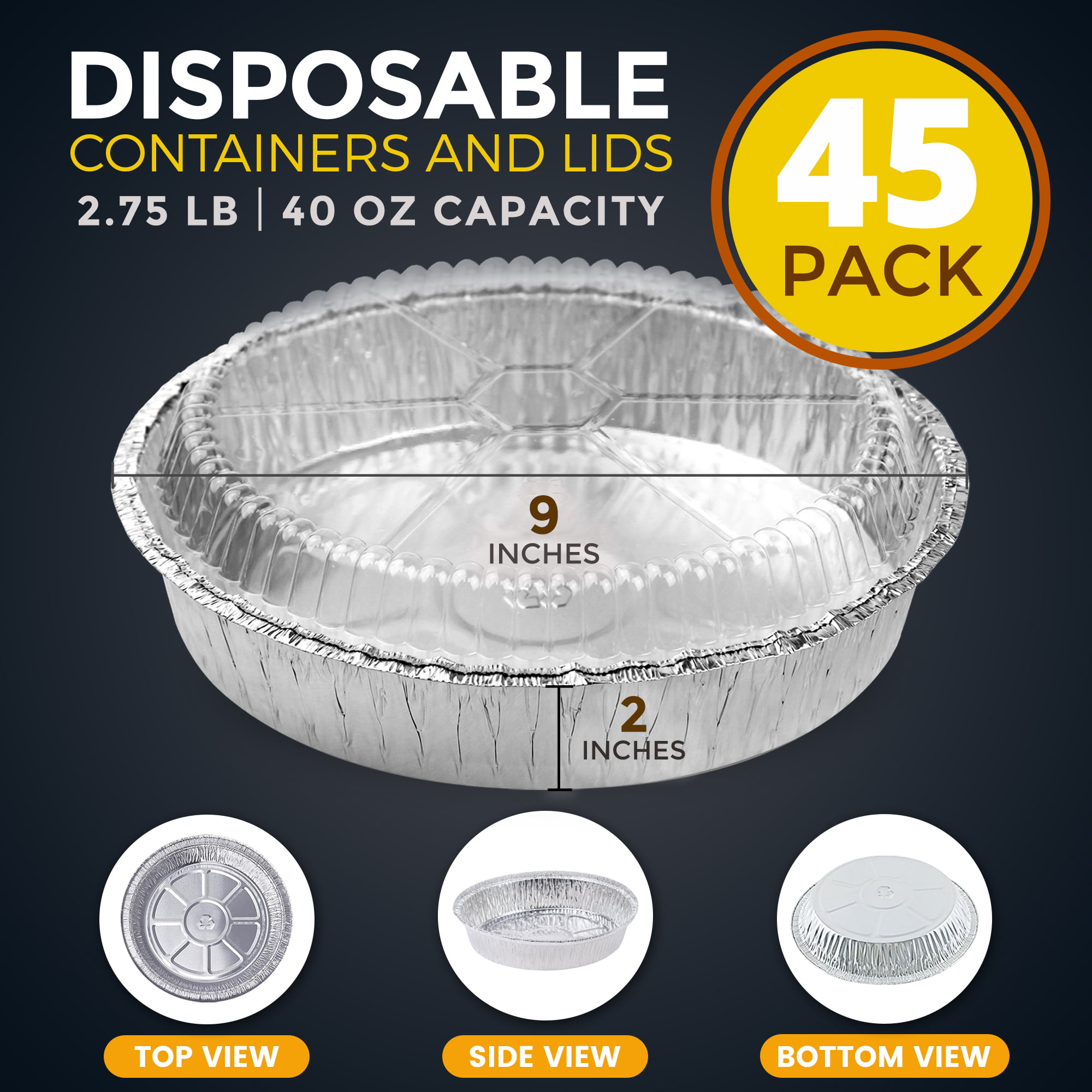 Rectangular 1.5 lb 24 oz 8.75 x 6.25 x 1.5 Disposable Aluminum Foil Pan  Take Out Food Containers with Flat Board Lids, Hot Cold Freezer Oven Safe  [50