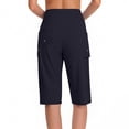 thumbnail image 4 of iHPH7 Women's Pedal Pushers Capri Pants Drawstring Waist with Pockets Side Slits Loose Fit Lightweight Casual Summer Cropped Pants Comfortable Elastic Pull-on Everyday Beach Active Wear Black XL, 4 of 8