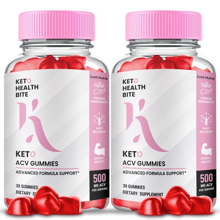 (2 Pack) Keto Health Bite ACV Gummies Maximum Strength KetoHealth Bite Gummies Premium Supplement 30 Day Supply Per Bottle