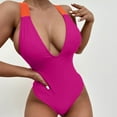 thumbnail image 2 of Leutsin Charmant Bikini pour Femme Uni Ajouré Maillot de Bain une Pièce Tenue de Plage Ensemble, 2 of 7