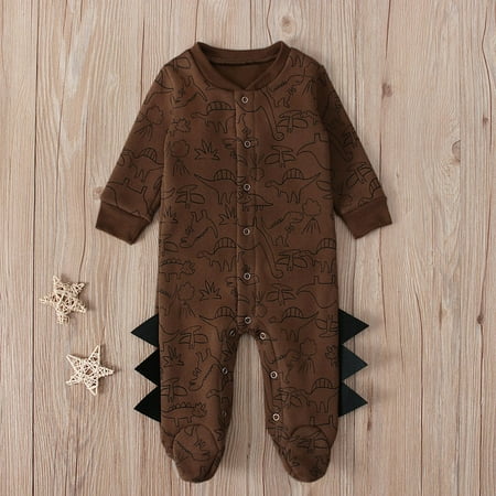 

Leutsin Autumn Infant Baby Boys Girls Dinosaur Outfits Long Sleeve Romper Wrapped Jumpsuit