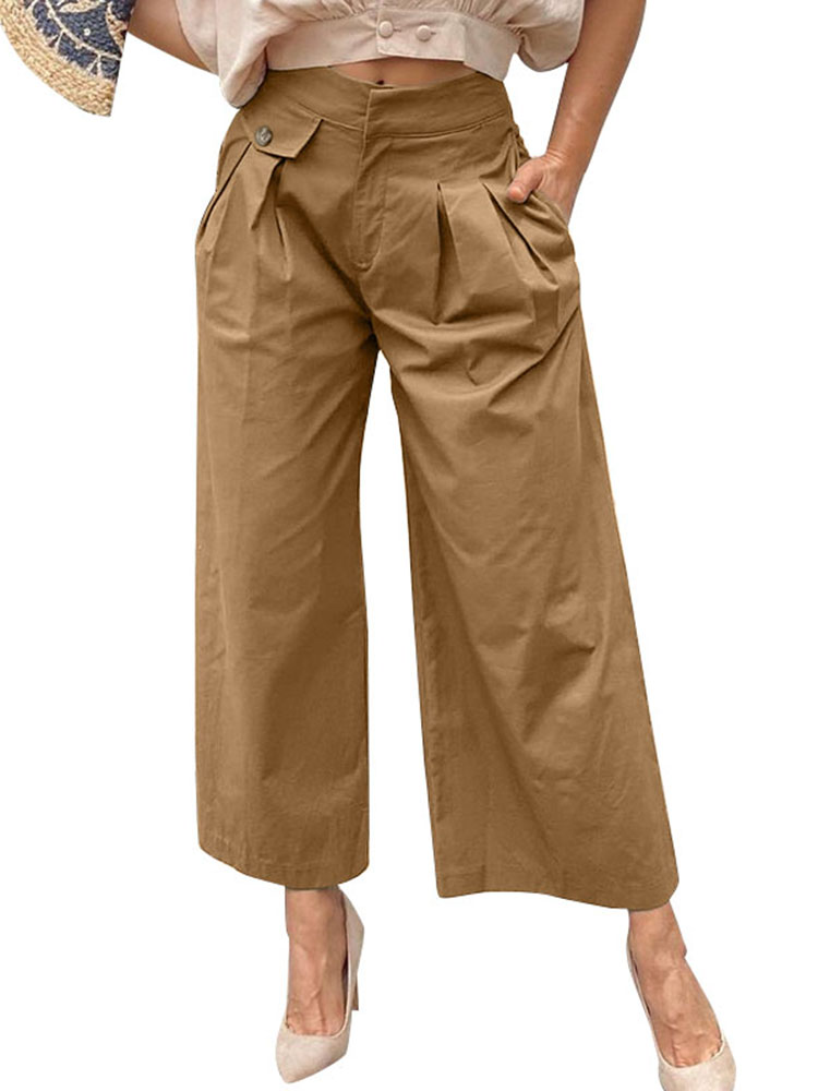 ZANZEA Women Vintage Casual Wide Leg 