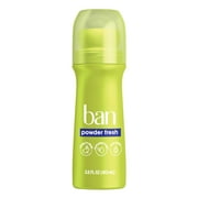Ban Antiperspirant Deodorant Invisible Roll-On for Women and Men, Powder Fresh, 3.5 oz