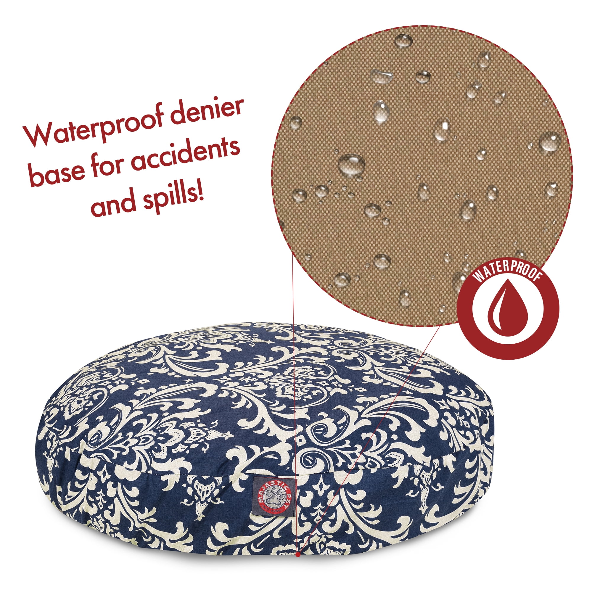 Majestic Pet | French Quarter Round Pet Bed For Dogs, Removable Cover, Navy Blue, Large