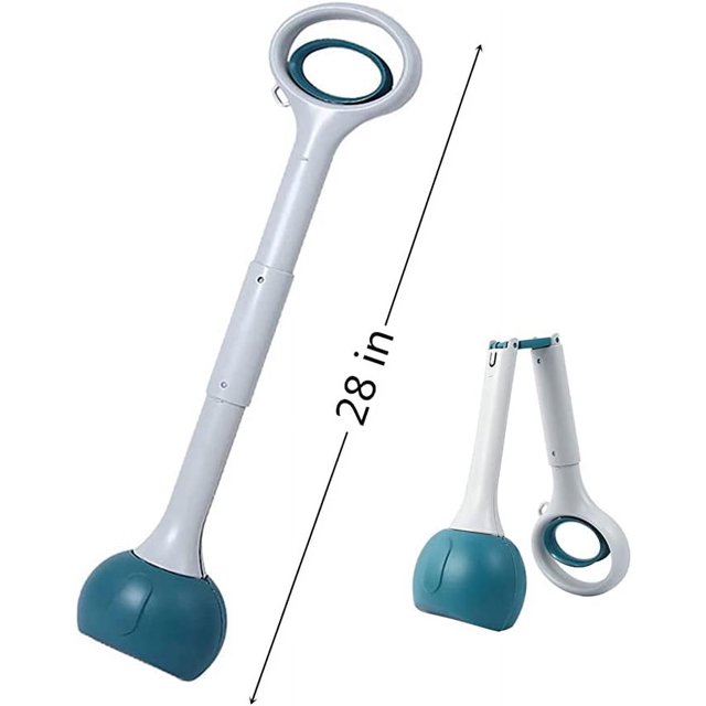 Jinsinto Long Handle Pet Poop Catcher, Folding Portable Solid Serrated Tooth Brushing Pick Up Litter Grabber Remover Pet Tools