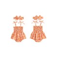 thumbnail image 2 of RUINIXCW Baby Girls Halloween Plaid Romper Sleeveless Pumpkin Print Tiered Tie Shoulder Playsuit with Headband, 2 of 8