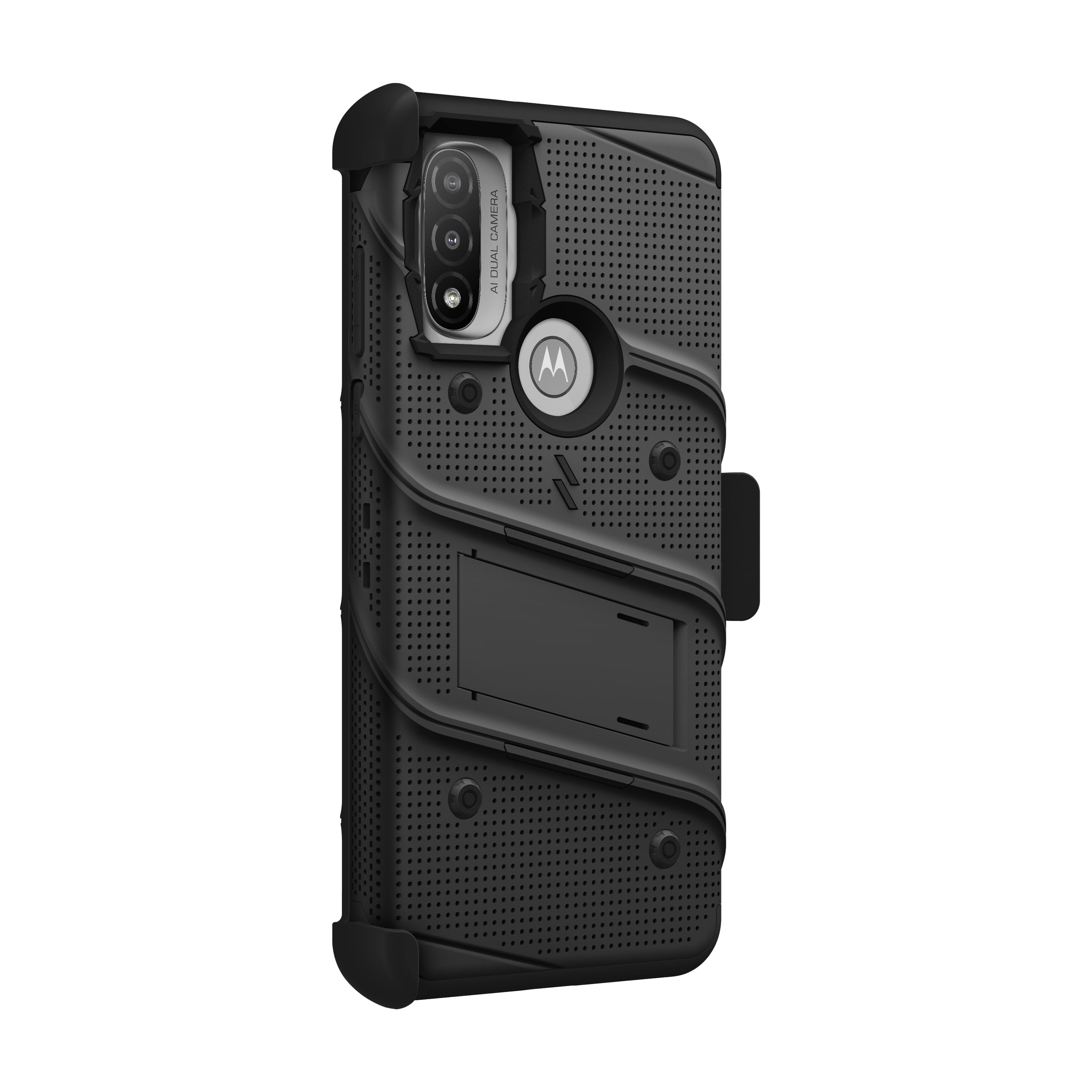 ZIZO BOLT Bundle for Moto G Power 2022 Case with Screen Protector Kickstand Holster Lanyard - Black
