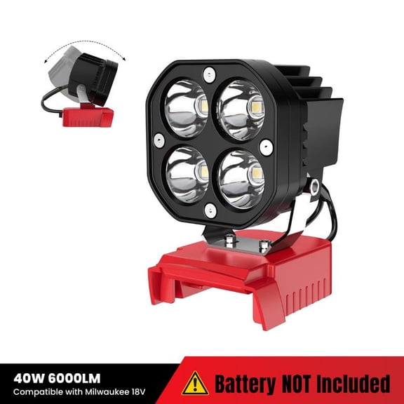 Azocek LED Work Light Compatible with Dewalt 20V Battery, 40W 6000LM Flashlight, 20V Battery Cordless Work Light 120°Adjustable with Low Voltage Protection for Outdoors and Job Site Lighting