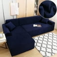 thumbnail image 2 of TOPCHANCES 2-Pieces L-Shaped Sectional Sofa Covers, Thicken Velvet Sofa Couch Slipcovers for 3 Seats+3 Seats Corner Couch (Navy Blue), 2 of 10
