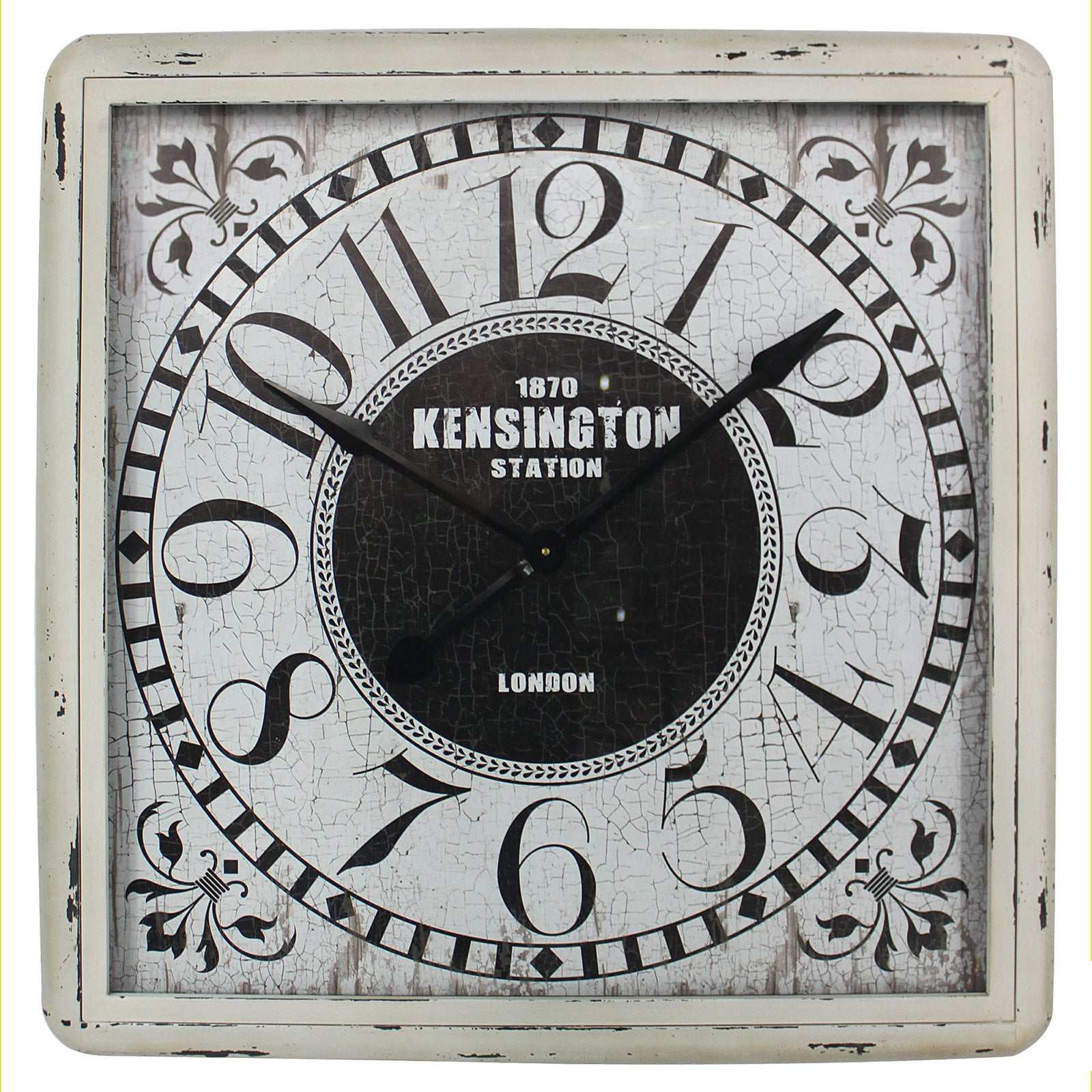 Yosemite Home Decor 32 in. Square Distressed White Wall Clock Walmart