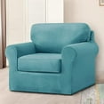 thumbnail image 2 of Nvzi 3 Pieces Stretch Armchair Sofa Cover for 1 Seater Couch Soft Washable Sofa Slipcover with Individual Backrest and Cushion Cover for Kids Cats Dogs (Teal,1 Seat), 2 of 5