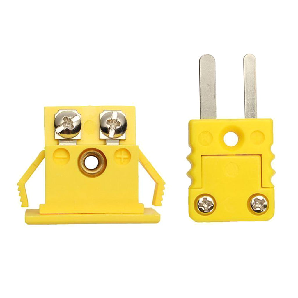 Yellow Plastic Shell K Type Thermocouple Plug Socket Mount Alloy Connector Sets 
