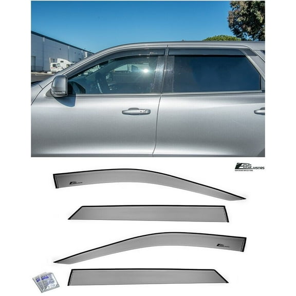 Extreme Online Store Replacement For 2011-2020 Dodge Durango Models | EOS Visors Tape-On Style SMOKE TINTED Side Vents Rain Guard Window Deflectors DWV-V105