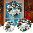 thumbnail image 2 of Vikakiooze Christmas Wreath With Balls And Plastic Flower, Christmas Garland Winter Holidays Home Front Door Decor, Sizzling Savings, 2 of 7