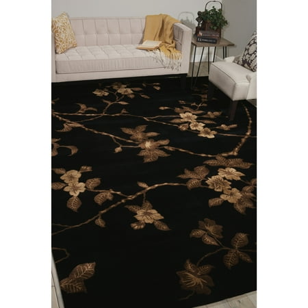 - Nourison Hand-tufted Modern Elegance Floral Black Rug - 3'6