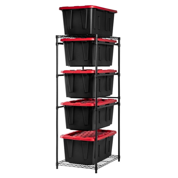 CleverMade Tote Tower Single 5-Tier Heavy-Duty Organizer for Garage, Pantry, Laundry Room