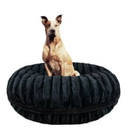 Angle View: Bessie and Barnie Signature Black Puma Luxury Extra Plush Faux Fur Bagel Pet/ Dog Bed