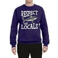 thumbnail image 2 of Wild Bobby Respect The Locals Save Our Oceans Shark Animal Lover Unisex Crewneck Graphic Sweatshirt, Purple, X-Large, 2 of 6