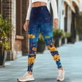 thumbnail image 4 of Renewold Sunflower Starry Night Womens Yoga Leggings with Pockets Workout Leggings Ankle Pants Full Length High Waisted Slim Running Pants Non See-Through Printed Tights, M, 4 of 8