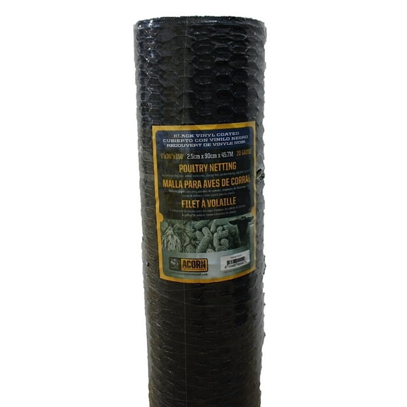 Vinyl Coated Chicken Wire, 1" x 36" x 150', Black