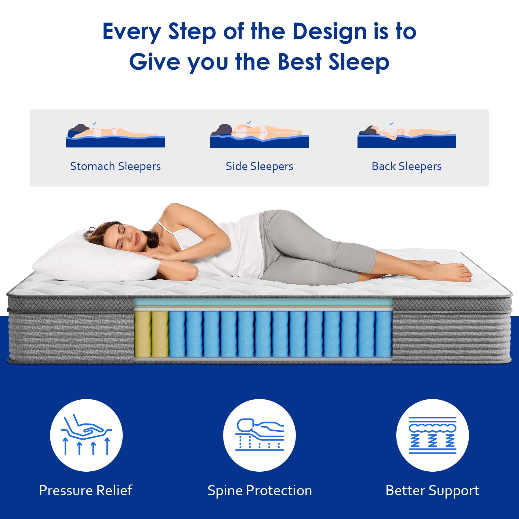 Mubulily King Mattress, 12 inch Gel Memory Foam Hybrid Mattress in a Box, CertiPUR-US