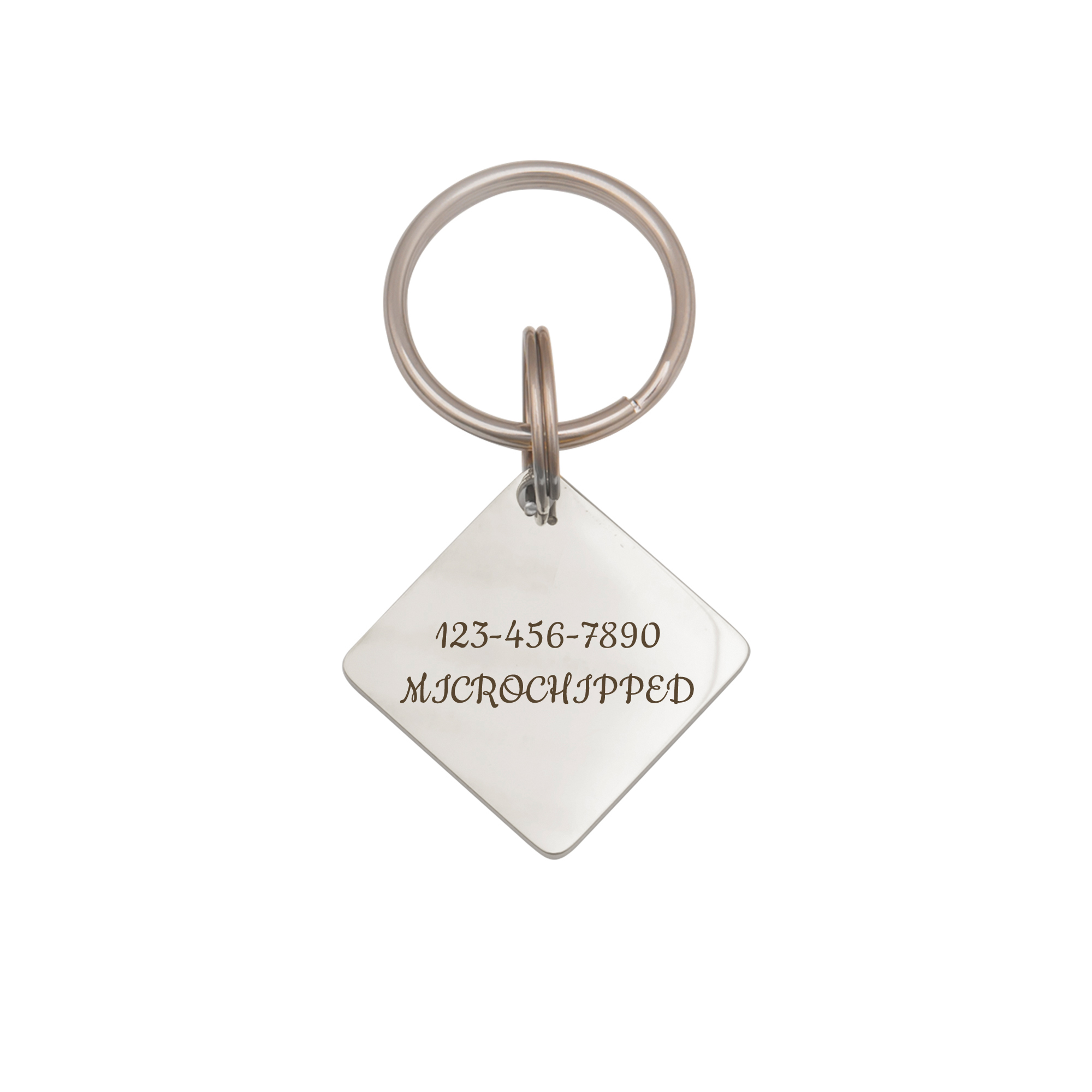 Anavia Stainless Steel Metal Diamond Name - Icon Birthday Holiday Christmas Engraved Dog Cat ID Tag, Silver