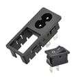 thumbnail image 2 of C8-8 Panel Mount Plug Adapter AC 250V 2.5A 2 Pins 1.5mm Buckle IEC Inlet Module Plug Power Socket with 2P ON-OFF Switch, 2 of 4