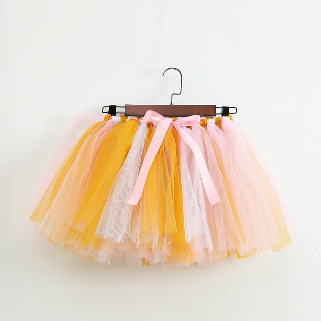 Mefallenssiah Bébé Filles Mignon Fil Net Multicolore Princesse Jupe Jupe Arc Multicolore