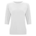 thumbnail image 5 of Bibifish Womens Sweaters Breathable Openwork Three Quarter Sleeve Sweaters Solid Color Round Neck Sweaters Soft Lightweight Sweaters, 5 of 6