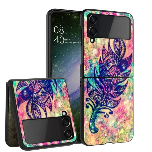 ANJ  Hard Protective Printed Case Cover Compatible with Samsung Galaxy Z Flip 4 - Tribal Dream Leaf