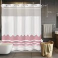 thumbnail image 5 of No Hook Pink Purple Striped Shower Curtain with Snap in Liner Set, Abstract Modern Geometric Stripes Waterproof Fabric Bathroom Curtains with See Through Top Window, Hotel Style Modern 66 x 72 Inch, 5 of 9