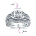 thumbnail image 3 of Bling Jewelry Womens Victorian Art Deco 1CTW Solitaire CZ Bridal Statement Ring Set Sterling Silver, 3 of 7