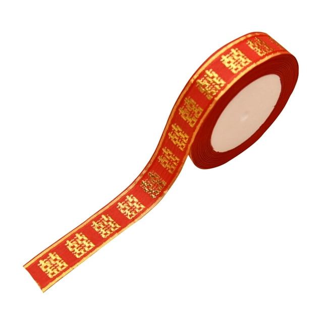 Miangastore Red Satin Wedding Ribbon for Decoration with Chinese Characters Perfect for Crafts and Gift Wrapping 0.5 inches wide