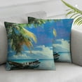 thumbnail image 3 of Chilfamy Ocean Decorative Square Pillow Case, Hawaii Beach Decor Cushion Cover for Sofa Couch, Tropical Plam Tree Throw Pillow Cover Summer Bedroom Decor, Retro Sailboat Pillow Cover White, 3 of 7