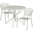 thumbnail image 2 of Flash Furniture Commercial Grade 35.25" Round Light Gray Indoor-Outdoor Steel Patio Table Set with 2 Round Back Chairs, 2 of 5