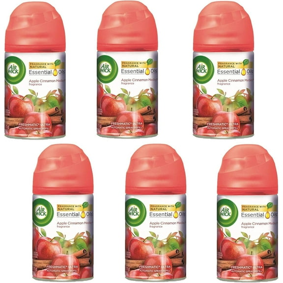 Air Wick Freshmatic Automatic Spray Air Freshener, Apple Cinnamon Medley Scent, 1 Refill, 6.17 Ounce Pack of 6