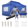 thumbnail image 3 of Ainfox 10x20 Heavy Duty Pop up Canopy Tent with Sidewalls and Weighted Sandbags, Outdoor Shade Instant Folding Event Gazebo with Wheeled Bag,Blue, 3 of 8