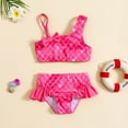 thumbnail image 2 of Toddler Swimsuit Girl One Shoulder Sling Bow Fish Scale Bikini Swimsuit Baby Beach Baby Girl Bathing Suit Red 3 Years-4 Years, 2 of 6