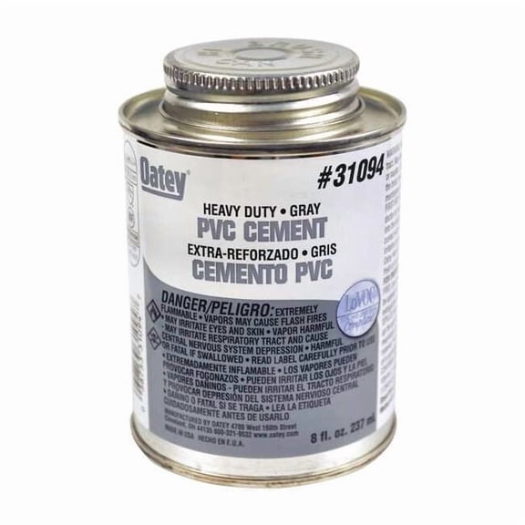 Oatey PVC Cement,8 oz.,Gray 31094
