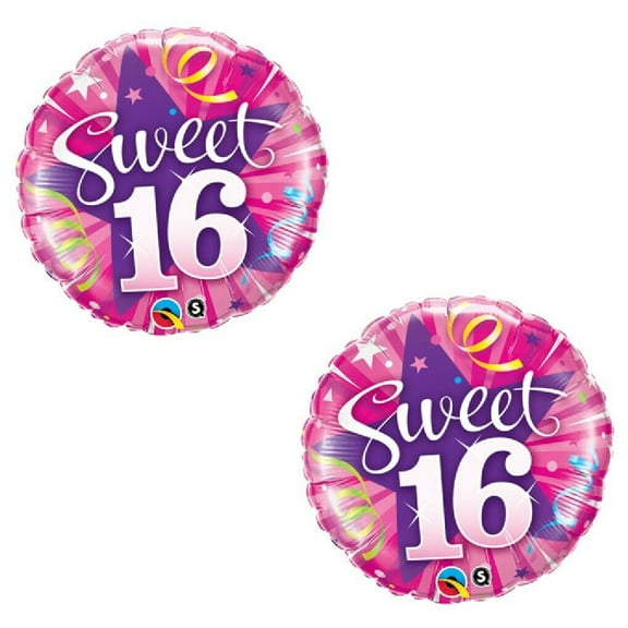 SWEET 16 16th Sixteen Party Pink Purple (2) 18" Mylar BALLOONS