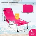 thumbnail image 3 of Gymax Chaise Longue Pliante d'Extérieur à 5 Positions avec Ouverture pour le Visage et Repose-Pieds Réglable Rose, 3 of 10